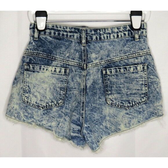 Neon rose acid wash high waist button shorts S - Picture 6 of 7